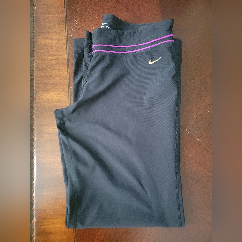 Nike Black and Purple Flared Yoga Pants
